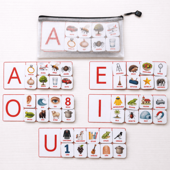 Set de Vocales con Velcro – Asociación visual de vocal inicial