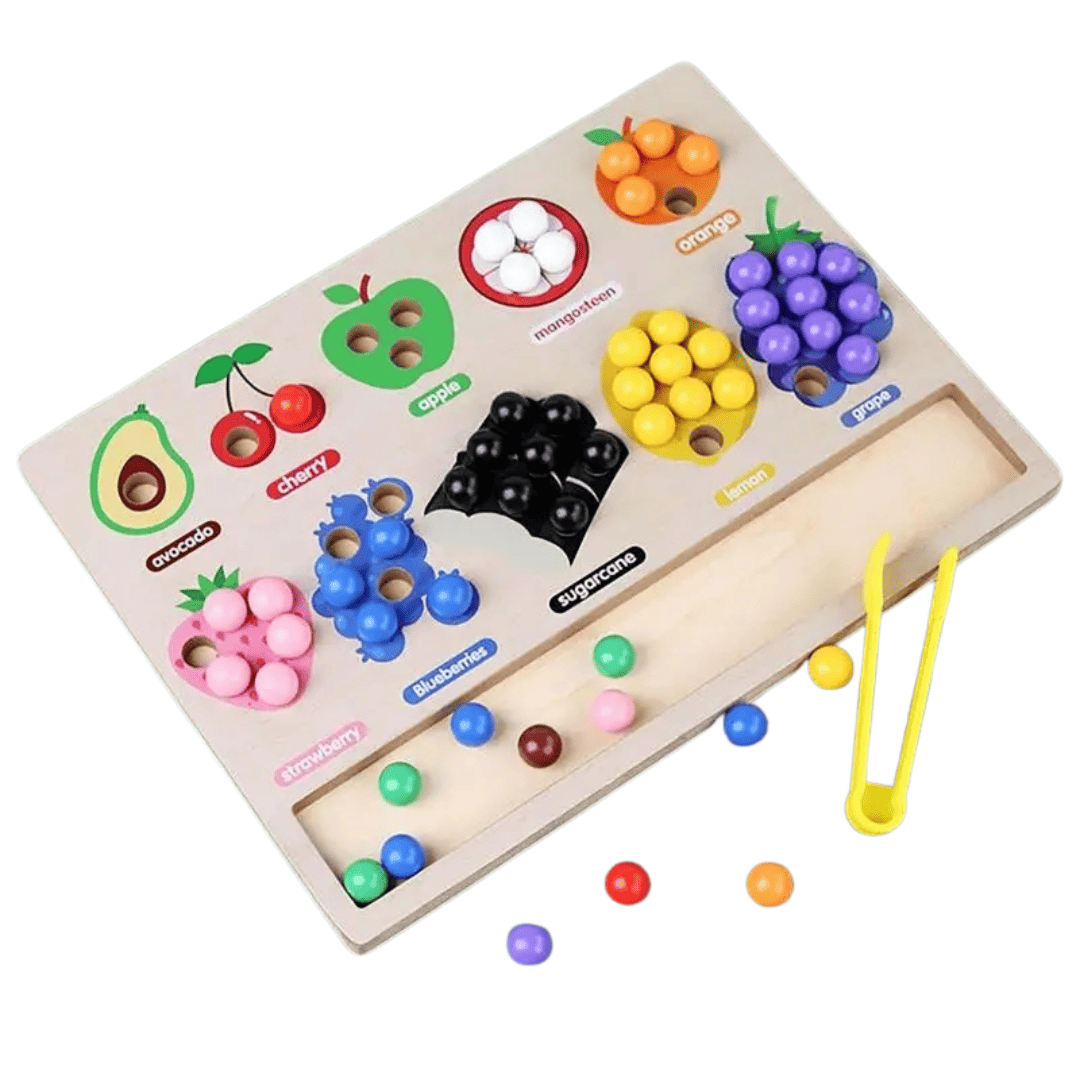 El Tablero Montessori de Madera con Cuentas de Frutas