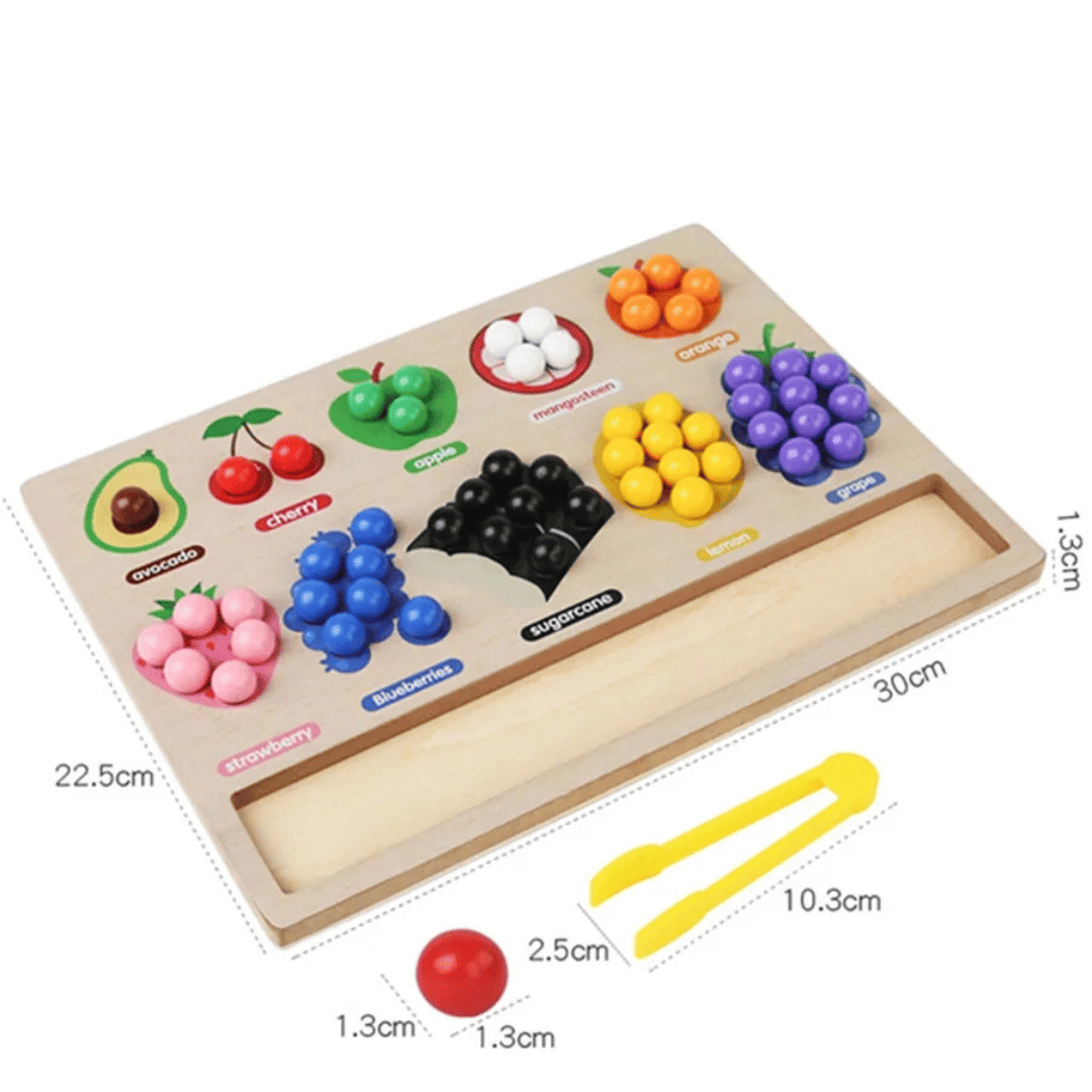 El Tablero Montessori de Madera con Cuentas de Frutas