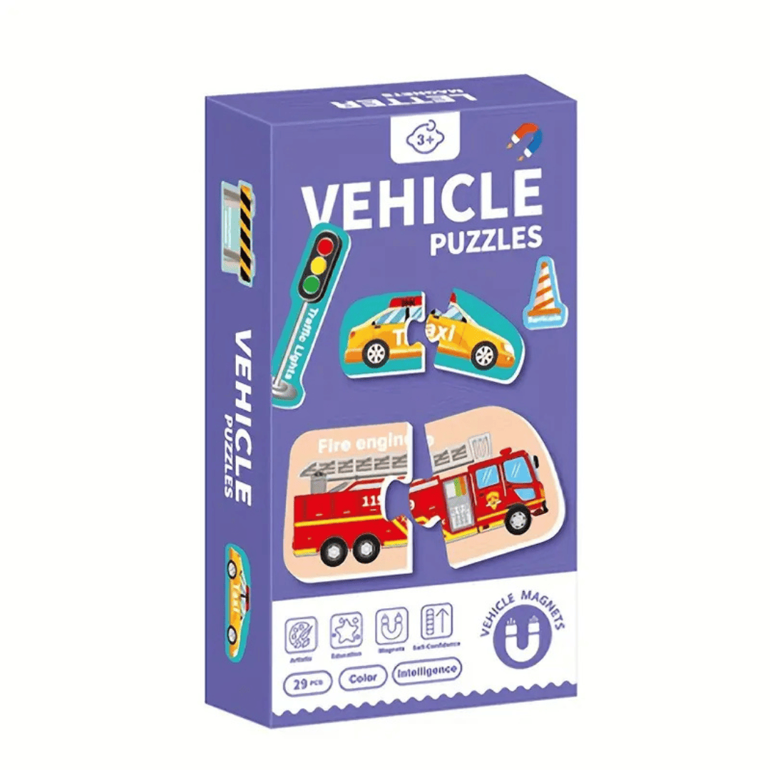 Puzzle Magnético de Dos Piezas - Animales y Medios de Transporte