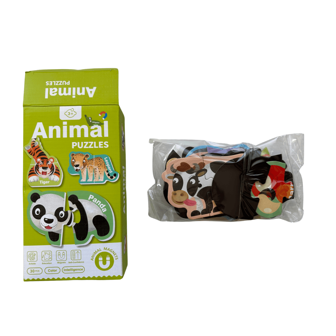 Puzzle Magnético de Dos Piezas - Animales y Medios de Transporte