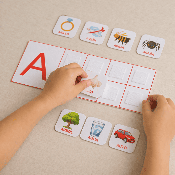 Set de Vocales con Velcro – Asociación visual de vocal inicial
