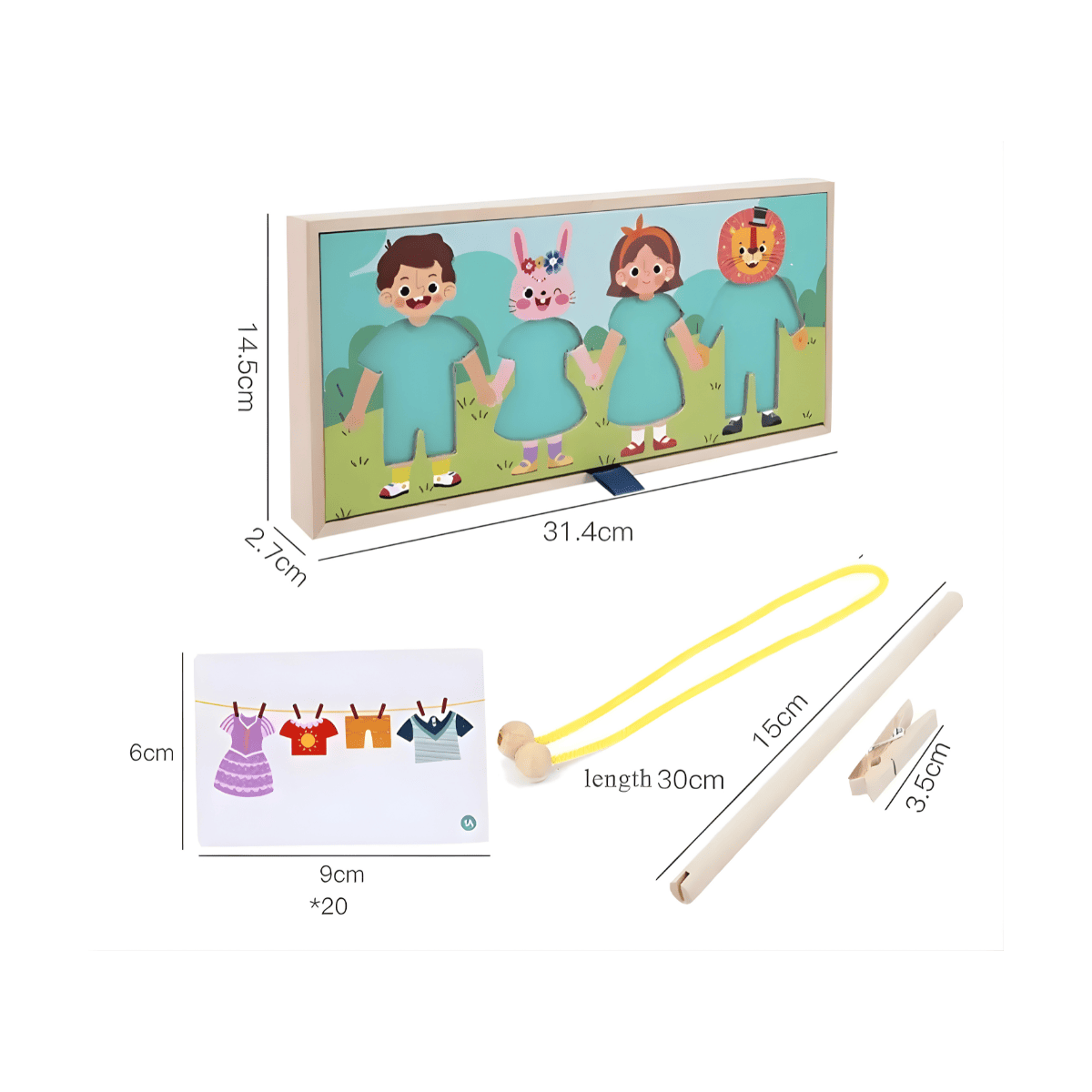 Juego de Clasificación Montessori Tendedero de Ropa