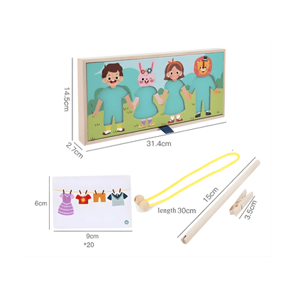 Juego de Clasificación Montessori Tendedero de Ropa