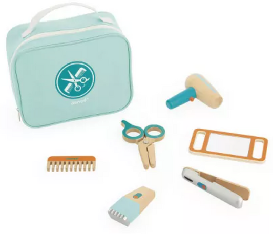 Maletín de Peluquería con Accesorios de Madera de Janod, juego creativo para niños a partir de 3 años