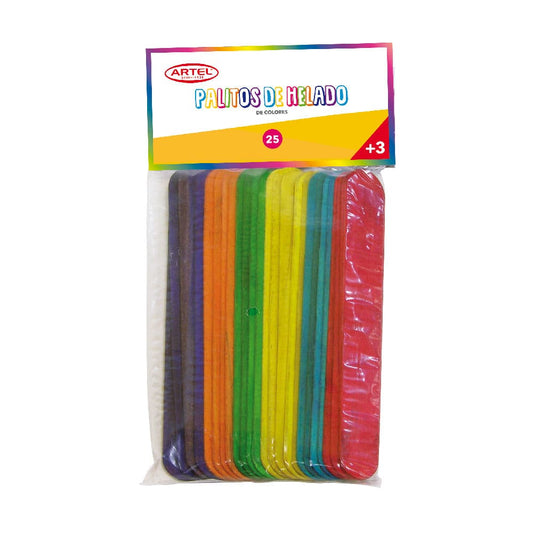 Palos de Helado Grande Colores 25 Unidades - Artel