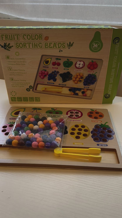 El Tablero Montessori de Madera con Cuentas de Frutas